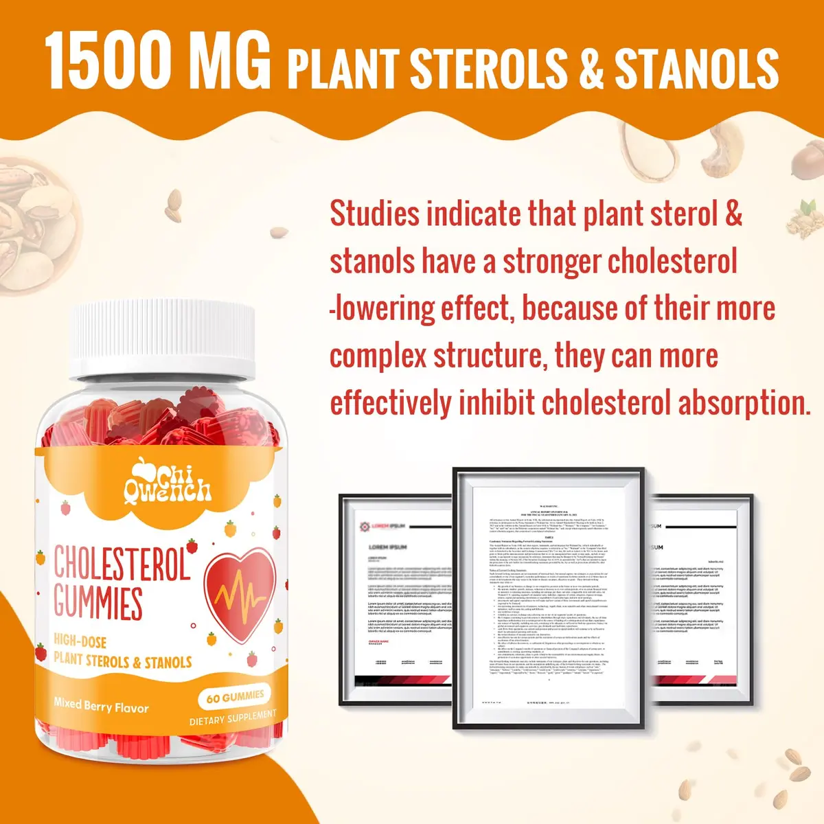 ChiQwench Cholesterol Support Gummies 120 Count | 1500 Mg Plant Sterols & Stanols for Normal Levels - view 4
