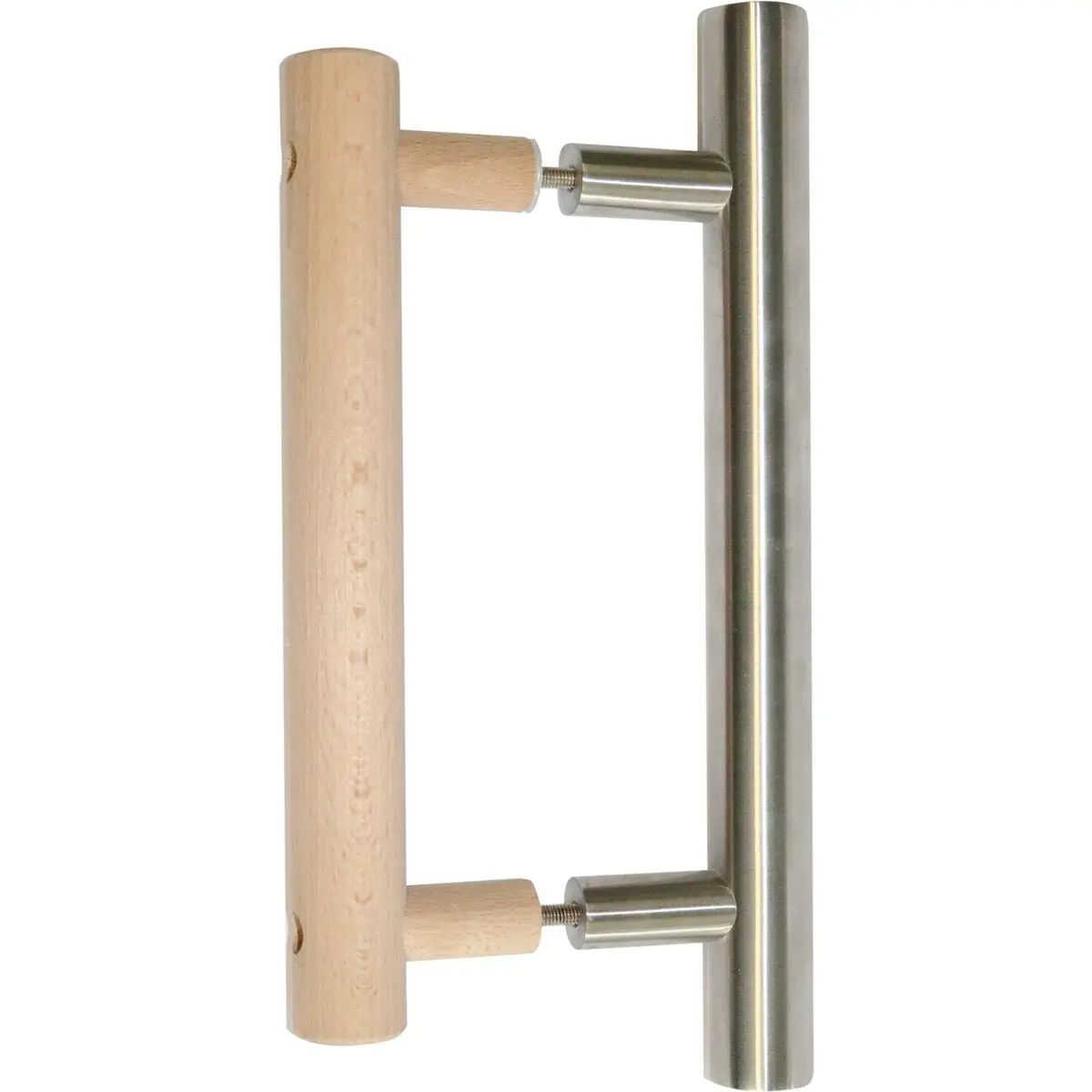 Sentiotec Sauna Door Handle LA 20 mm Set Wood Inside, Stainless Steel Exterior | Modern Sauna Handle for Indoor & Outdoor Use - main product image