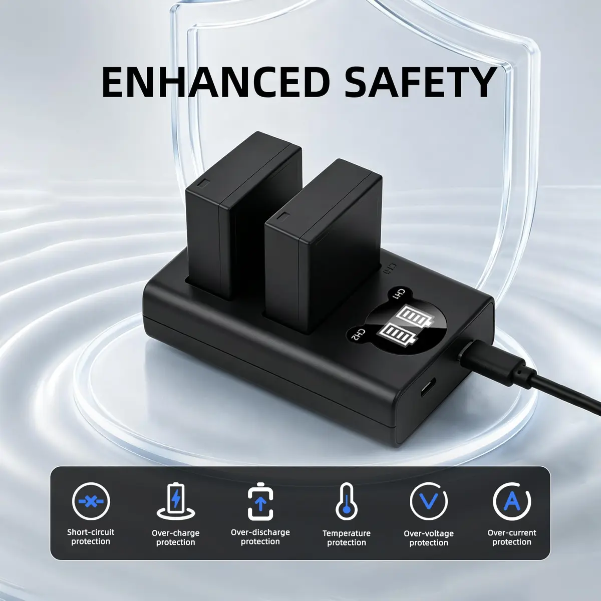 Batmax NP-W126S Battery & USB-C Rapid Charger for Fujifilm X-Series | 1480mAh Li-ion, 7.4V, Compatible with X-T100, X-T200, X100F, X100V, X-S10, X-Pro3, X-T2 - view 5