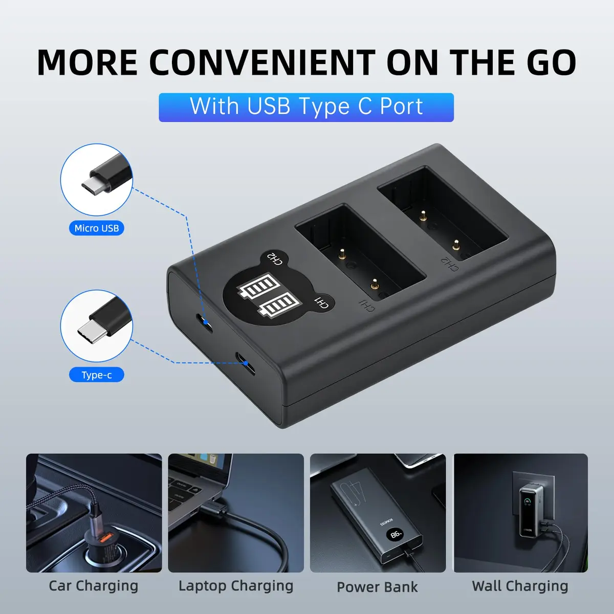 Batmax NP-W126S Battery & USB-C Rapid Charger for Fujifilm X-Series | 1480mAh Li-ion, 7.4V, Compatible with X-T100, X-T200, X100F, X100V, X-S10, X-Pro3, X-T2 - view 6
