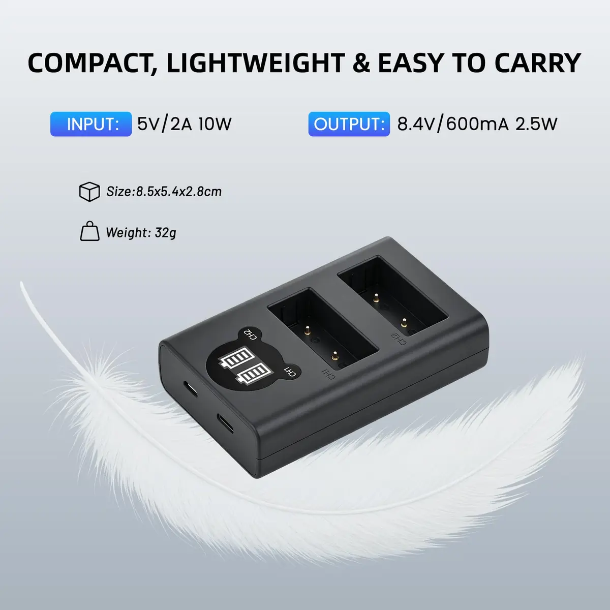 Batmax NP-W126S Battery & USB-C Rapid Charger for Fujifilm X-Series | 1480mAh Li-ion, 7.4V, Compatible with X-T100, X-T200, X100F, X100V, X-S10, X-Pro3, X-T2 - view 7