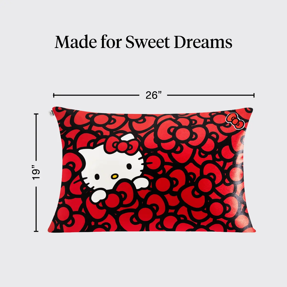 Kitsch x Hello Kitty Satin Pillowcase 19x26 Sea of Bows | Gentle on Skin & Hair - view 4