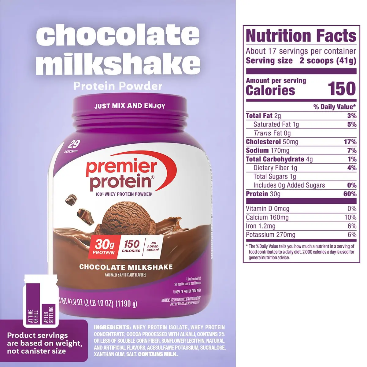 Premier Protein 30g High Protein Powder Chocolate 2.62 lb (1.19 kg) | 100% Whey Protein for Muscle Support - view 6