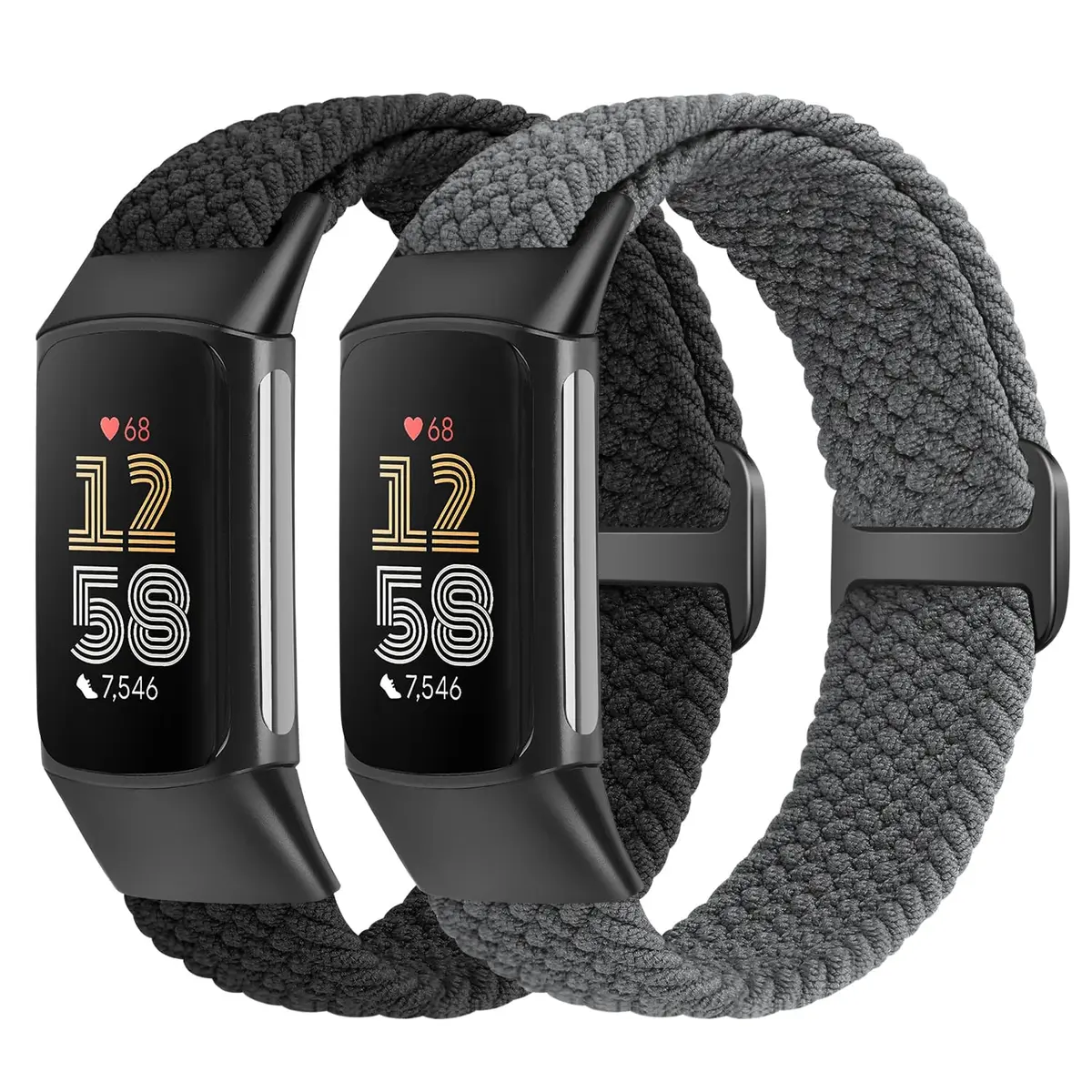 VNDAPT Elastic Braided Bands for Fitbit Charge 5 & 6 | Breathable, Adjustable Nylon Wristbands (20mm, 9.84 inches) - main product image