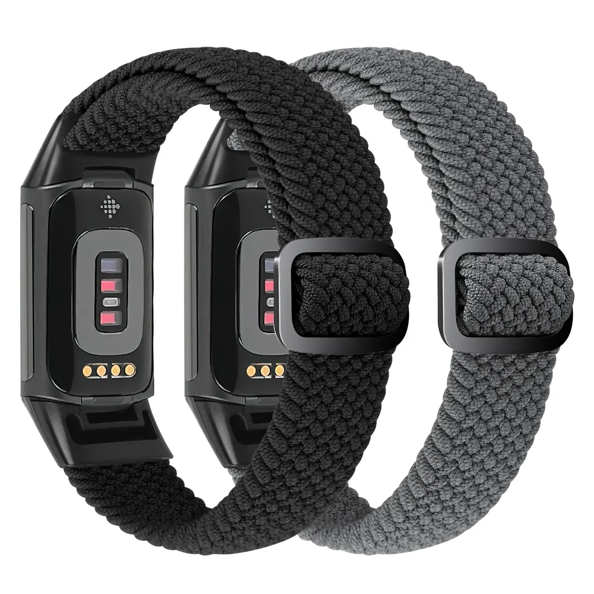 VNDAPT Elastic Braided Bands for Fitbit Charge 5 & 6 | Breathable, Adjustable Nylon Wristbands (20mm, 9.84 inches) - view 2