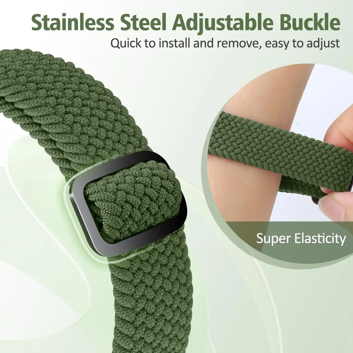 VNDAPT Elastic Braided Bands Compatible with Fitbit Charge 5/Fitbit Charge 6 for Women Men, Breathable Adjustable Stretchy Nylon Loop Sport Replacement Wristbands for Fitbit Charge 6 Charge 5 Straps - view 5