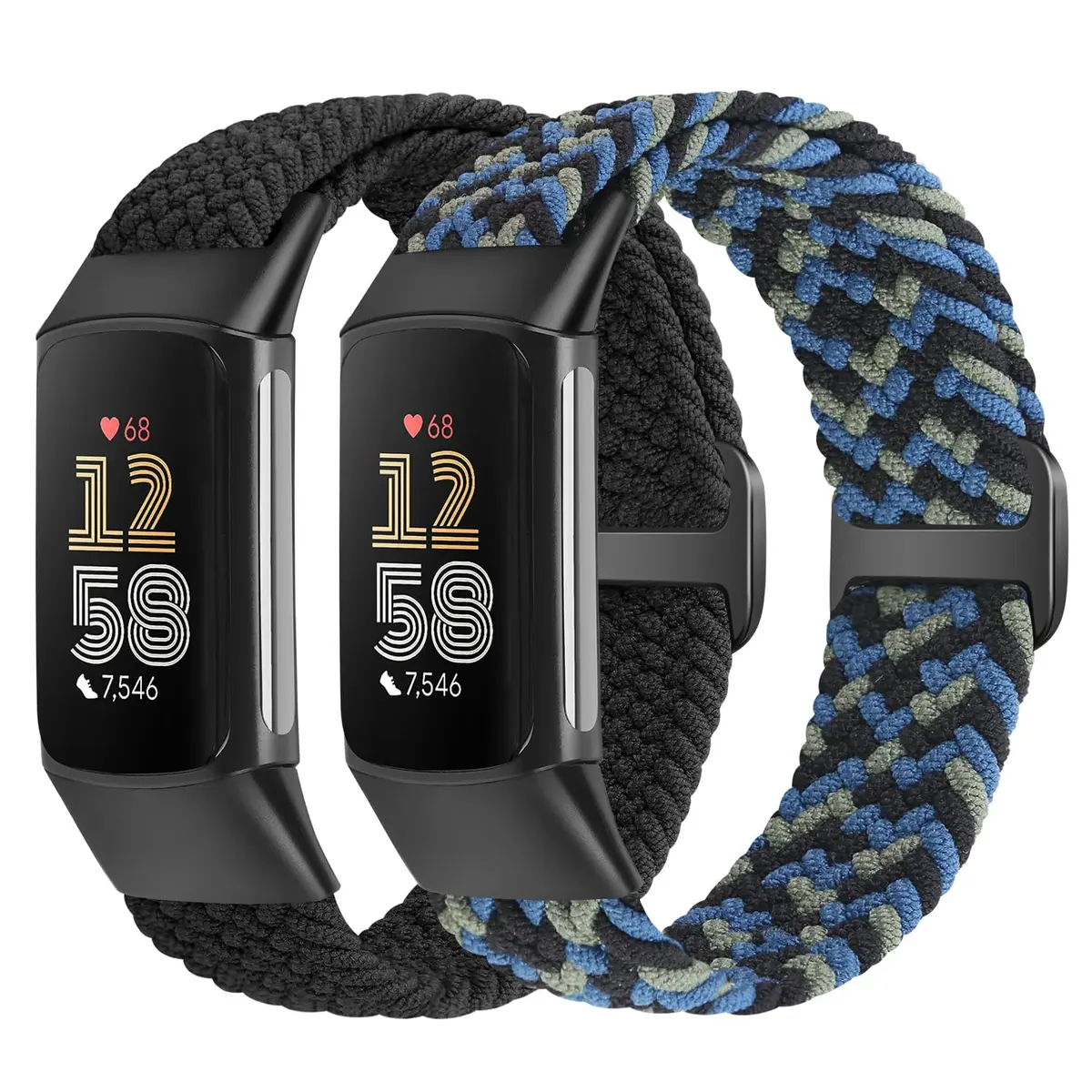 VNDAPT Elastic Braided Watch Bands Compatible with Fitbit Charge 5/6 | Breathable Adjustable Nylon Loop for Women Men - main product image