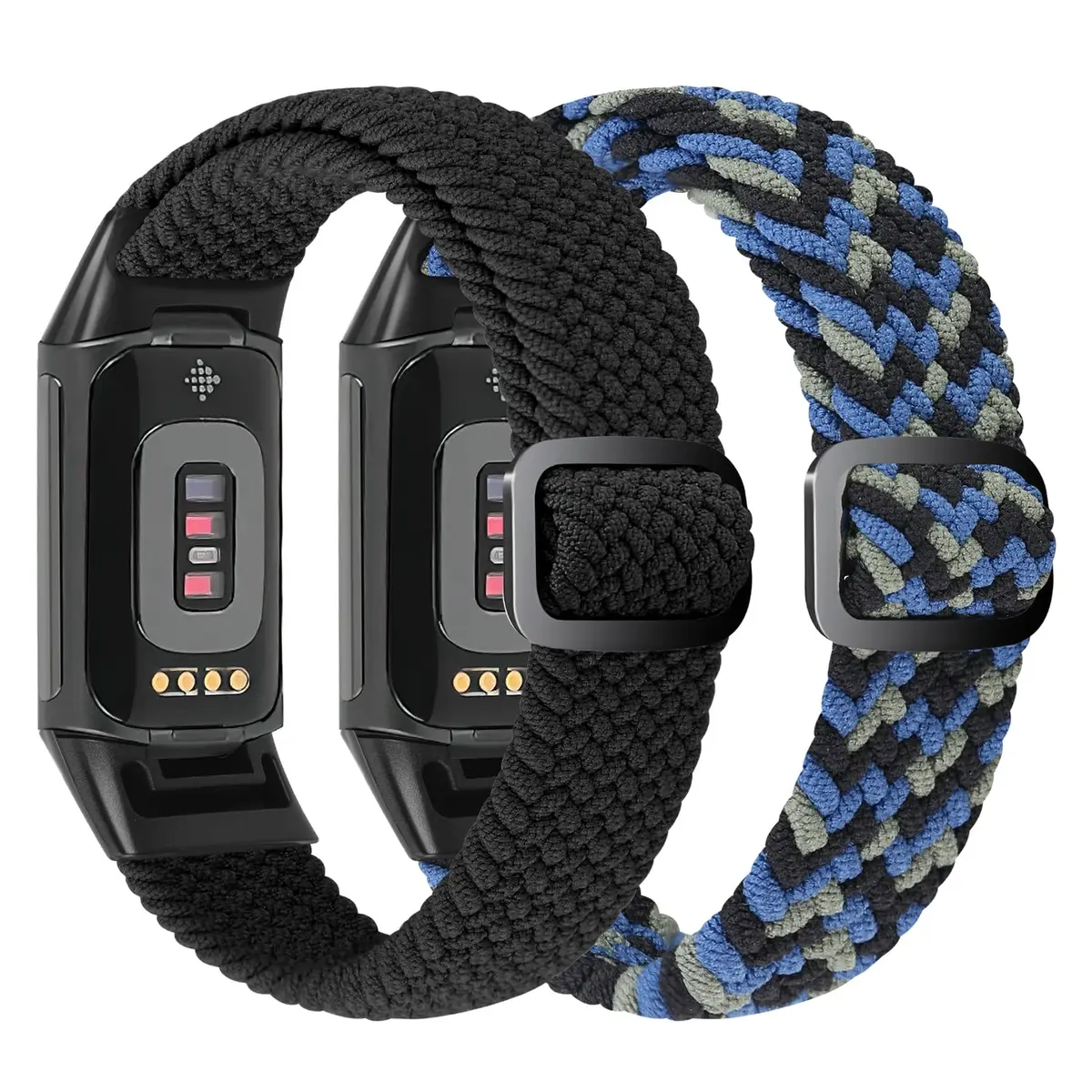 VNDAPT Elastic Braided Watch Bands Compatible with Fitbit Charge 5/6 | Breathable Adjustable Nylon Loop for Women Men - view 2