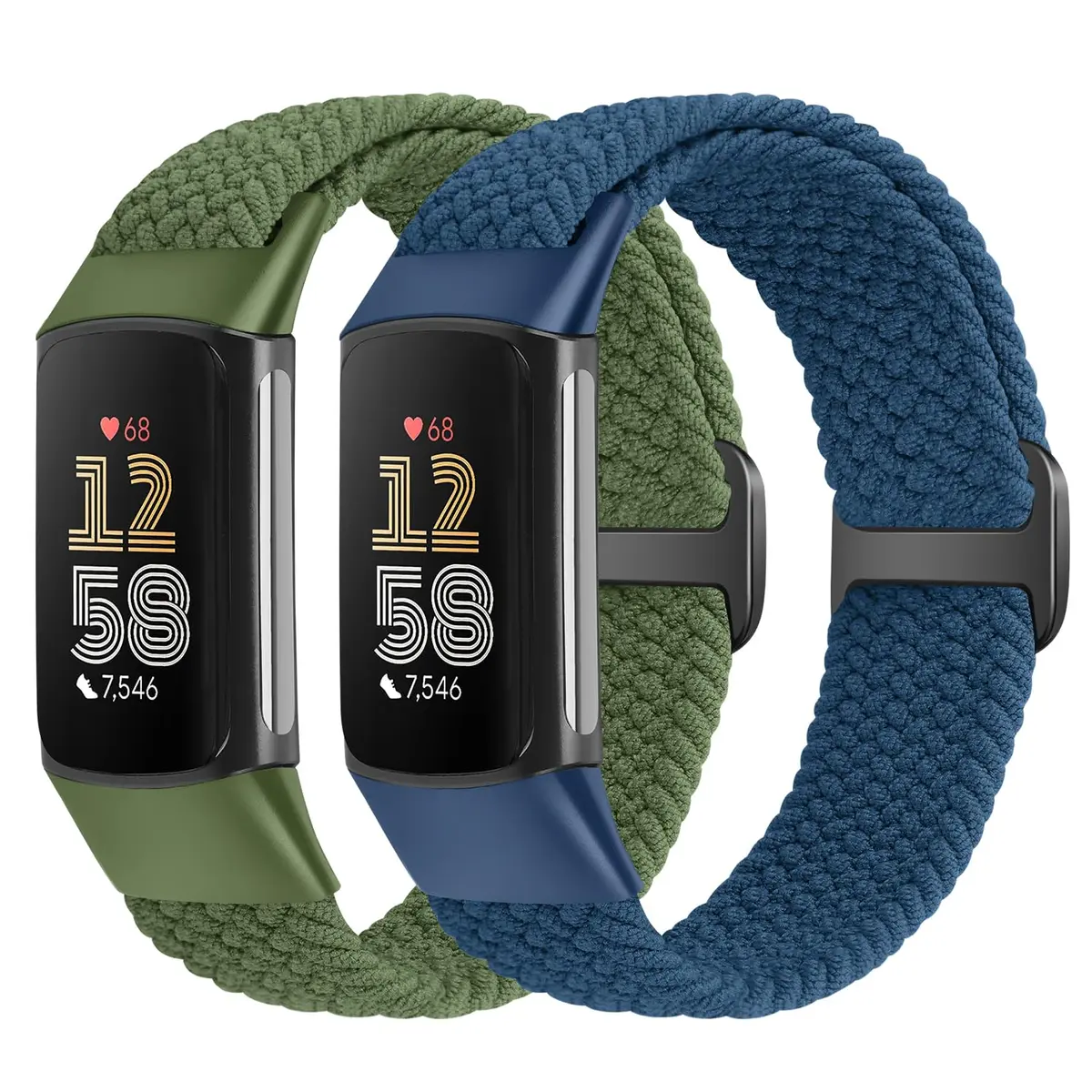 VNDAPT Elastic Braided Bands Compatible with Fitbit Charge 5 and 6 | Breathable Adjustable Nylon Wristbands (150mm-250mm) - main product image