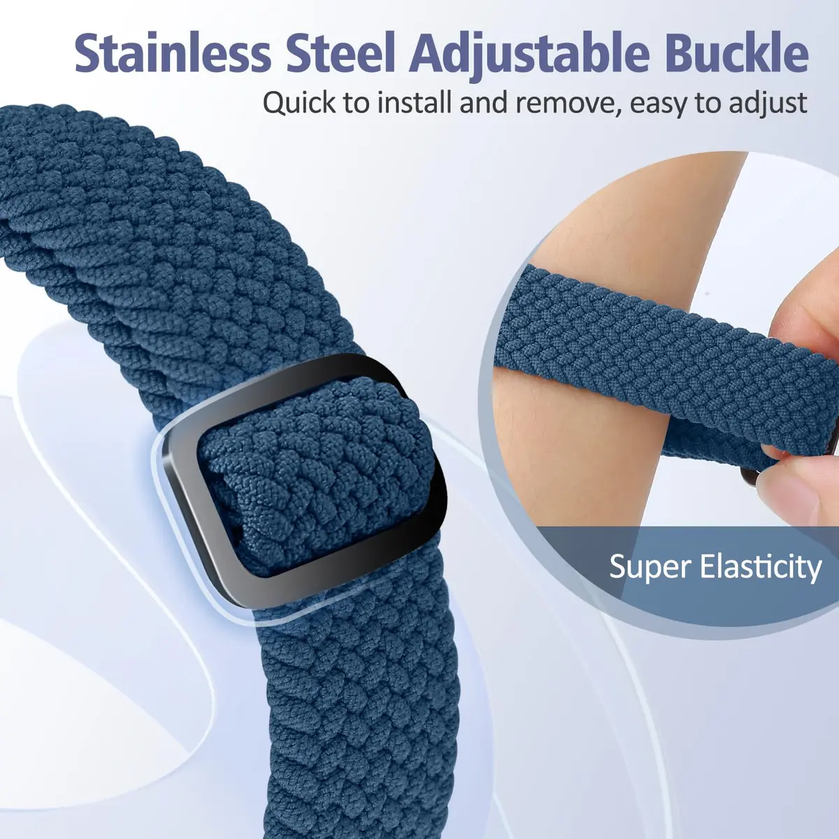 VNDAPT Elastic Braided Bands Compatible with Fitbit Charge 5 and 6 | Breathable Adjustable Nylon Wristbands (150mm-250mm) - view 4