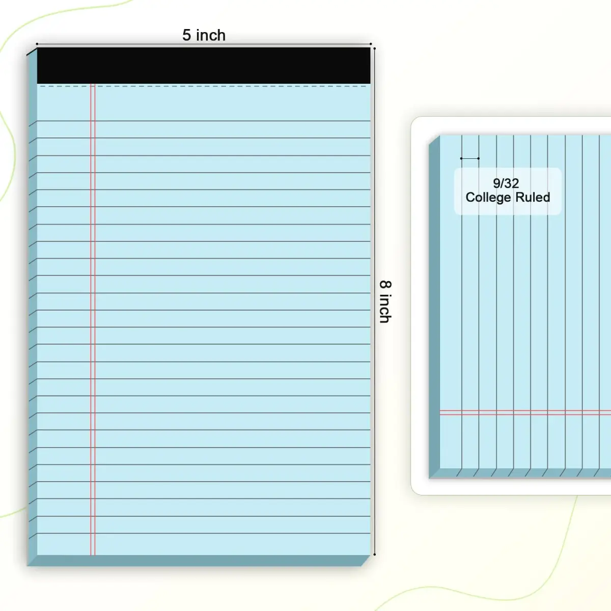 AILZFEI Blue 6pcs Small Note Pad 5x8 Inch (120 sheets per pad, 720 sheets total) | College Ruled Paper for Students & Professionals - view 2