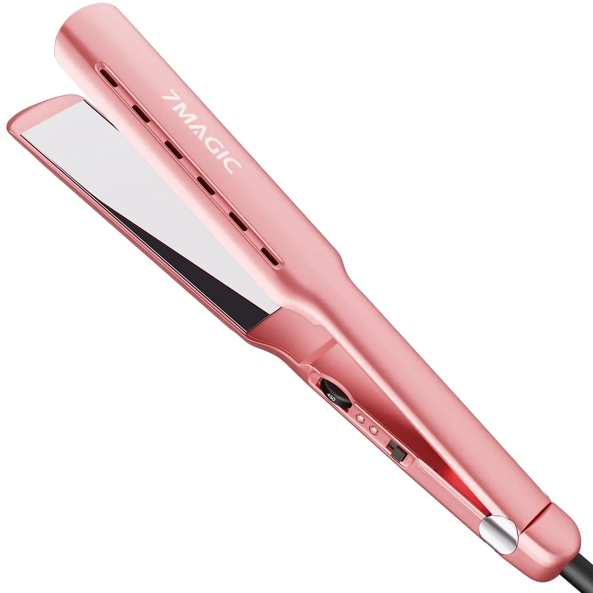 7MAGIC Nano Titanium 1.7" Flat Iron Hair Straightener for Thick Hair, Pink | Fast Styling & Damp-to-Dry Hair - main product image