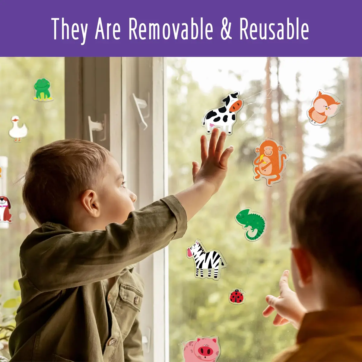 Hebayy Animal Jelly Stickers 31pcs | Reusable Thick Window Clings for Kids & Adults - view 6