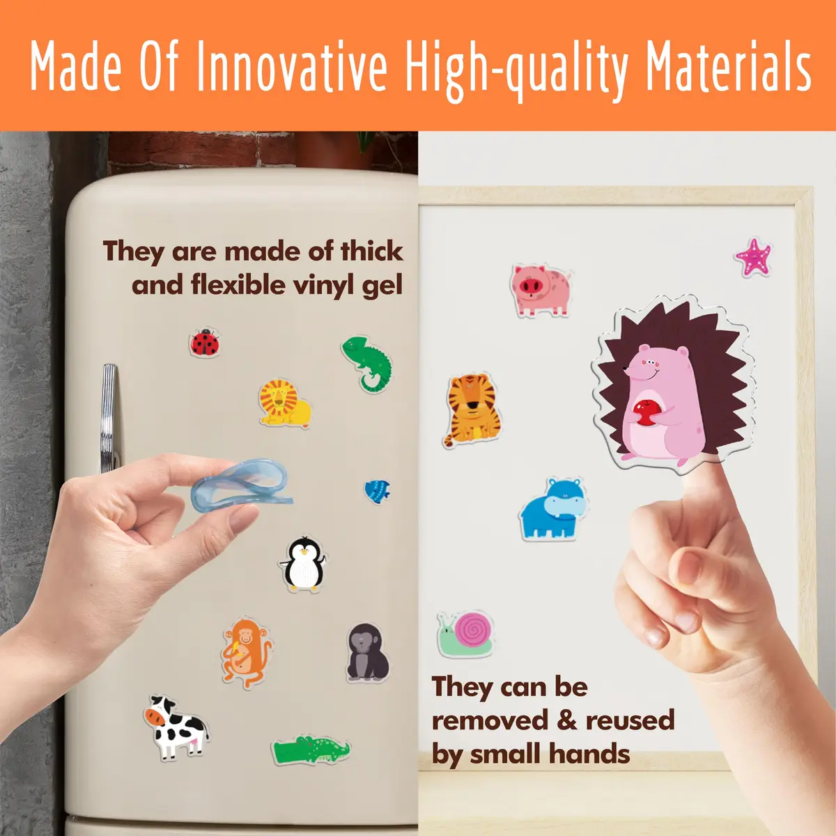 Hebayy Animal Jelly Stickers 31pcs | Reusable Thick Window Clings for Kids & Adults - view 3