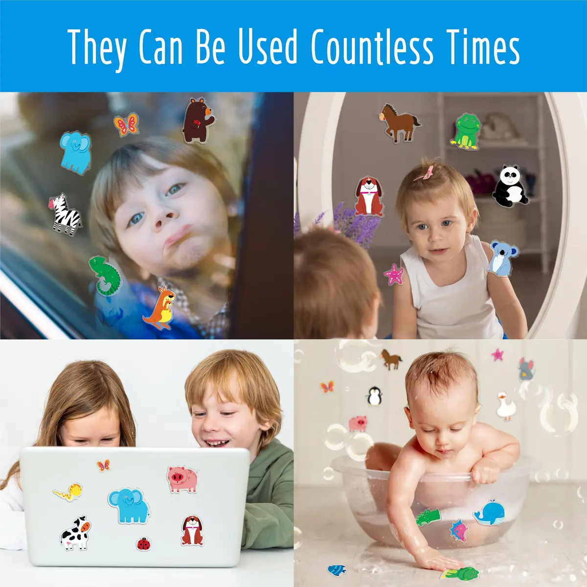 Hebayy Animal Jelly Stickers 31pcs | Reusable Thick Window Clings for Kids & Adults - view 4