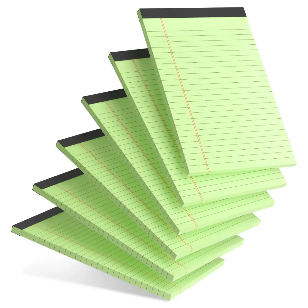 AILZFEI Green 6pcs Note Pad 12.7cm x 20.3cm (5"x8") | College Ruled Paper with Perforated Edges - main product image