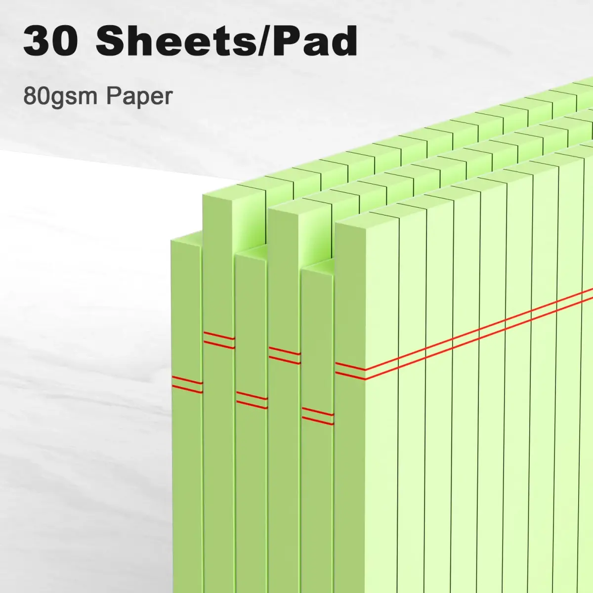 AILZFEI Green 6pcs Note Pad 12.7cm x 20.3cm (5"x8") | College Ruled Paper with Perforated Edges - view 3