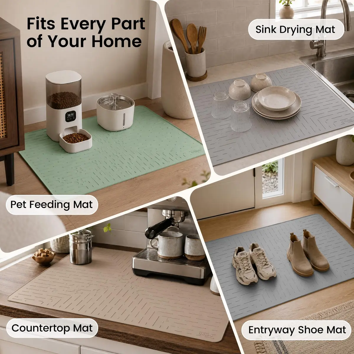 OHMO Large Cat Litter Mat, 31.5x23.6 Silicone Trapping Mat Beige | Waterproof & Easy to Clean - view 9