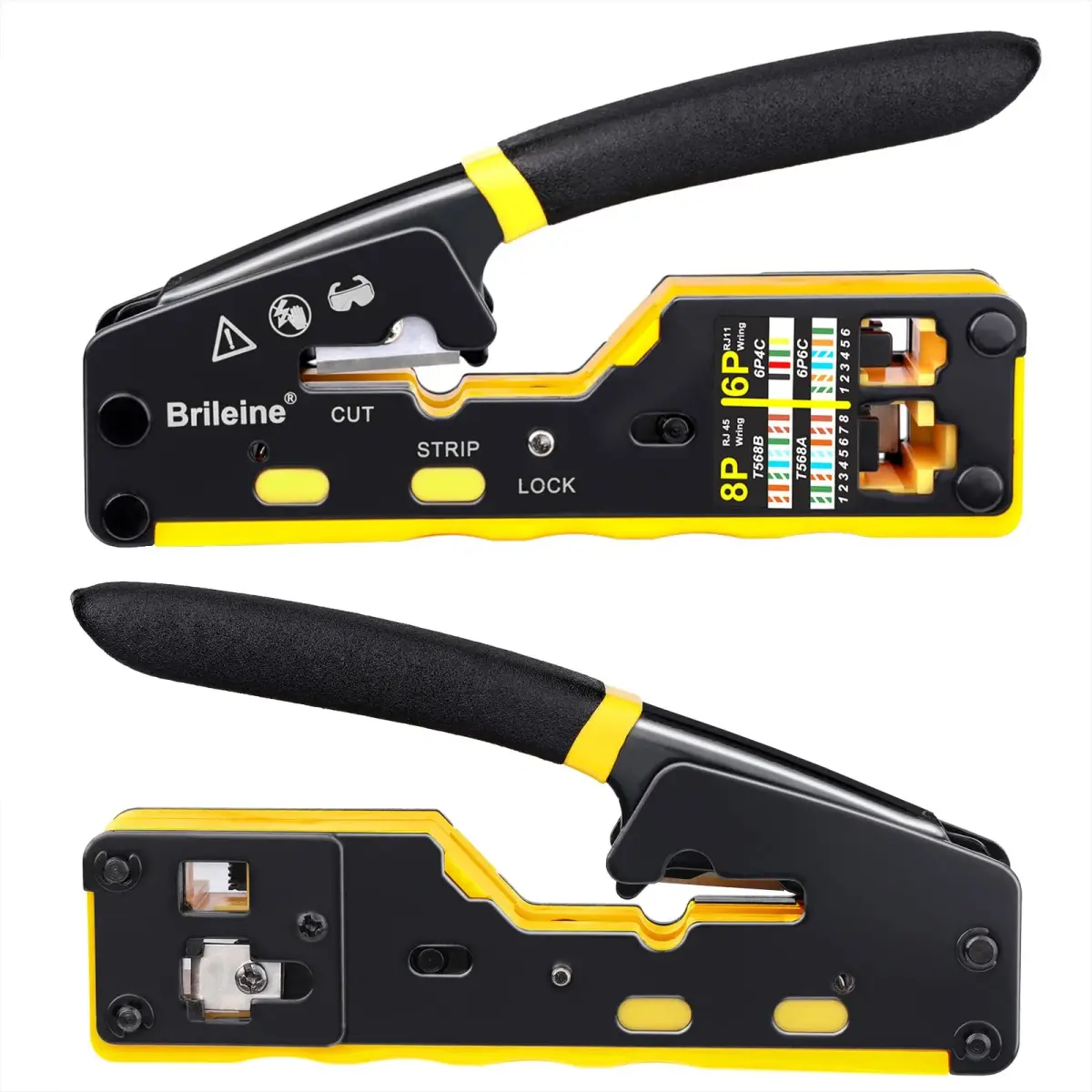 Brileine RJ45 Crimp Tool Pass Through Crimper Kit with Cable Tester & Stripper | 2.7 x 5.3 inches - view 6