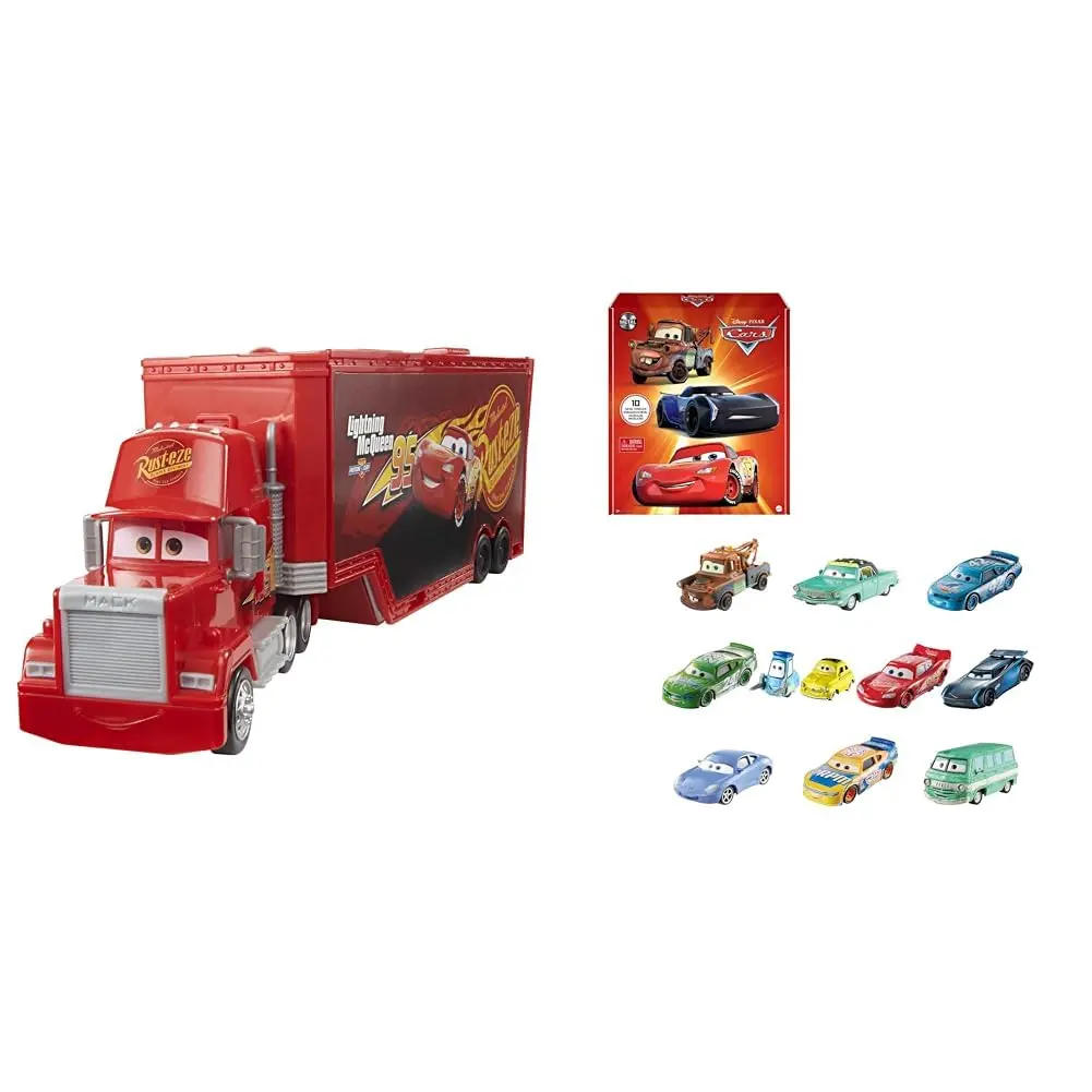 Mattel Disney Pixar Cars Transforming Mack Playset & 10 Die-Cast Mini Racers Bundle | Age-Appropriate Educational Toy Vehicle Set - main product image