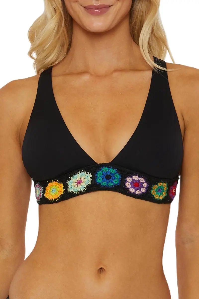 ISABELLA ROSE 1969 - Women's Halter Bikini Top, Adjustable, Tie Back, Swimwear Separates for Women, Black, Medium - main product image