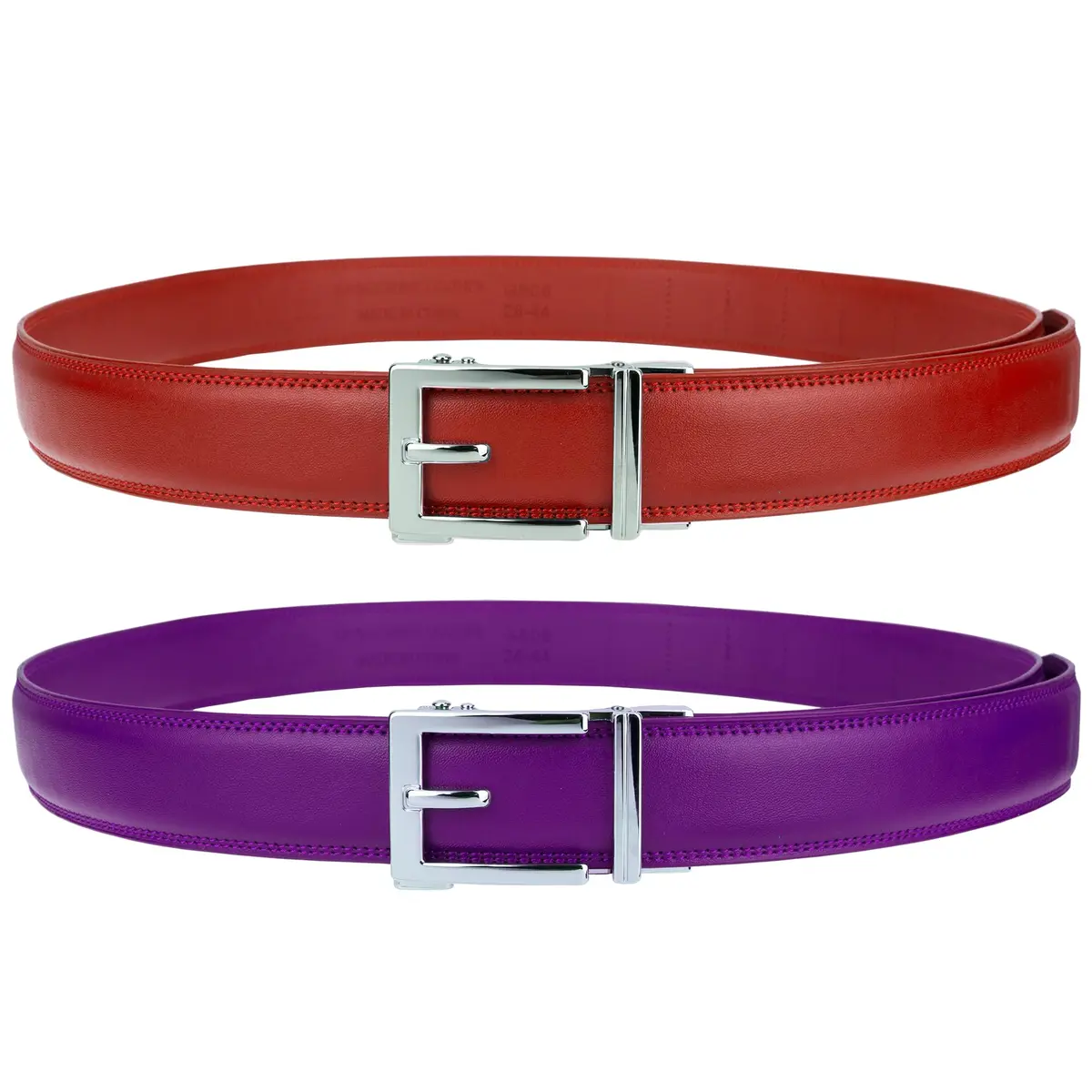 Gelante Ratchet Belt for Men, Leather 1.3'' Adjustable Trim to Fit Dress Belt G806 Purple Red 2-Pack | Precise Fit & Easy Use - view 3