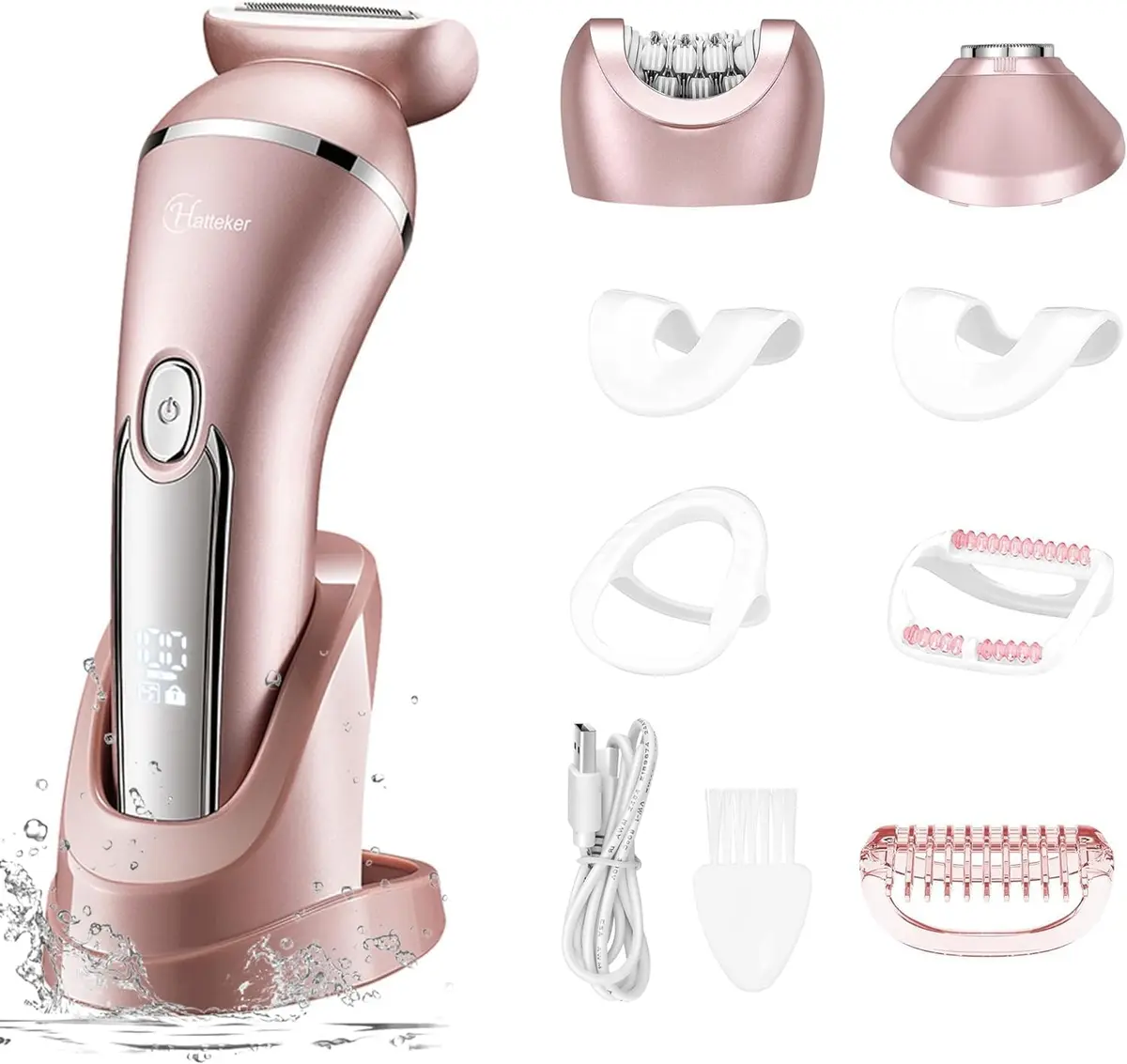 Hatteker 3-in-1 Lady Shaver & Epilator Kit 100 Min Runtime | Painless Waterproof USB Rechargeable - main product image