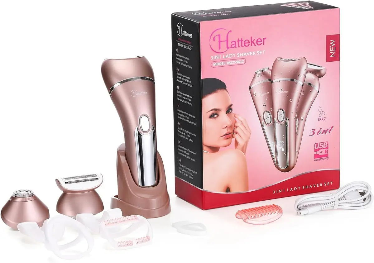 Hatteker 3-in-1 Lady Shaver & Epilator Kit 100 Min Runtime | Painless Waterproof USB Rechargeable - view 8