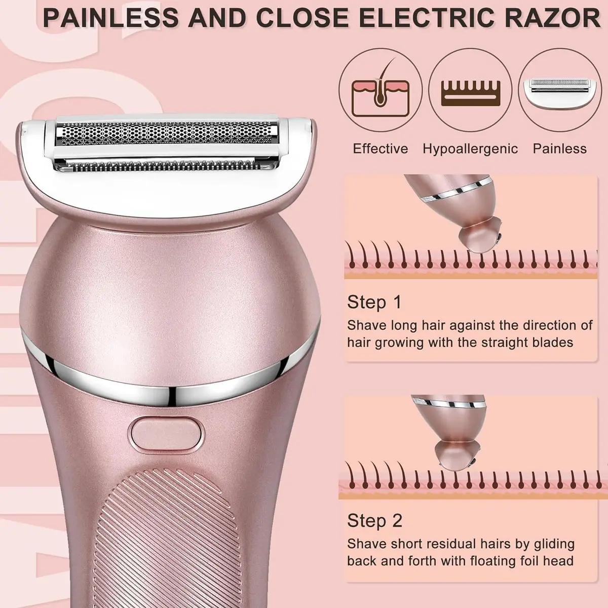 Hatteker 3-in-1 Lady Shaver & Epilator Kit 100 Min Runtime | Painless Waterproof USB Rechargeable - view 3