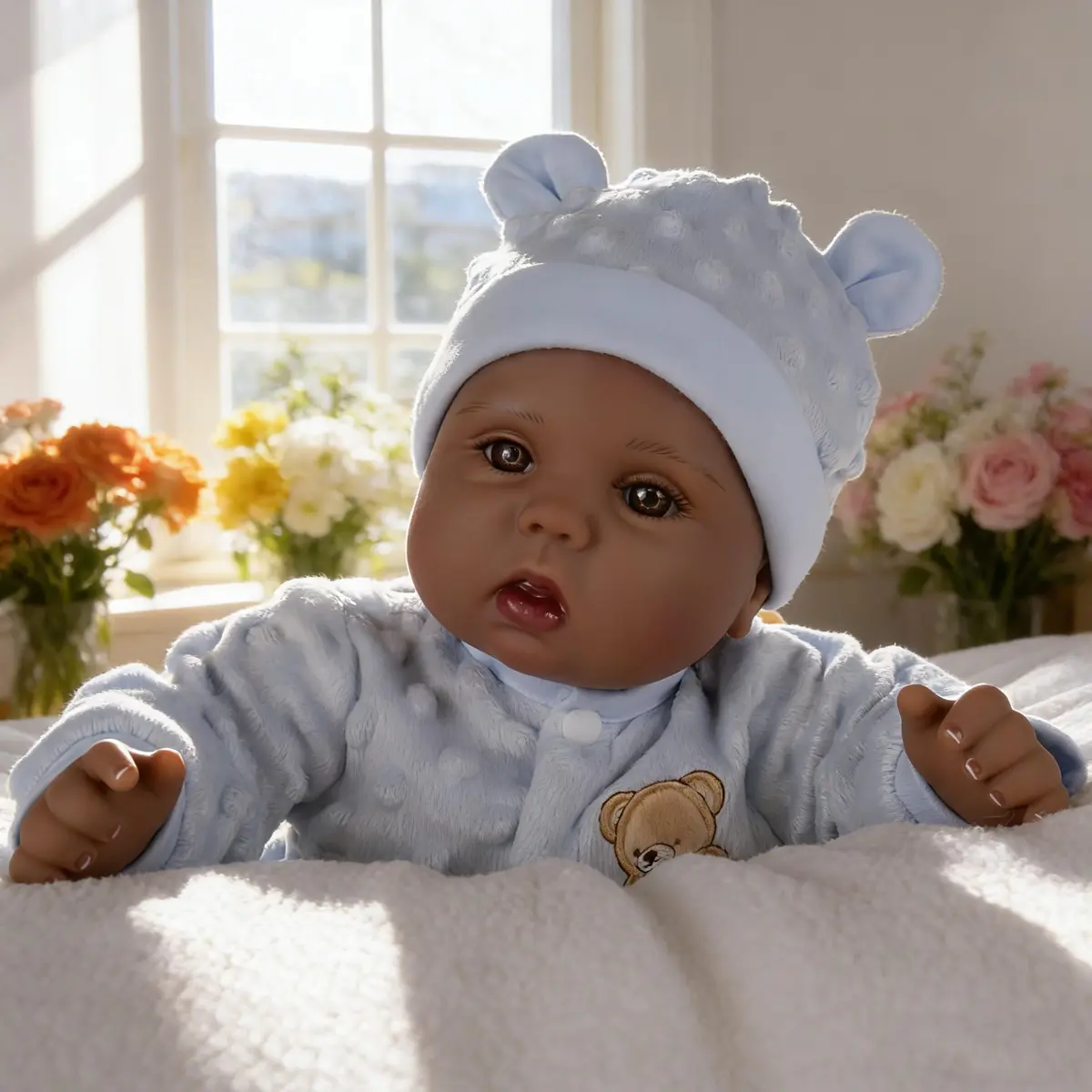 Milidool Black Reborn Baby Doll Aiden 46 cm (18 Inch) | Realistic African American Newborn Boy Doll with Bear Clothes Gift Set - main product image
