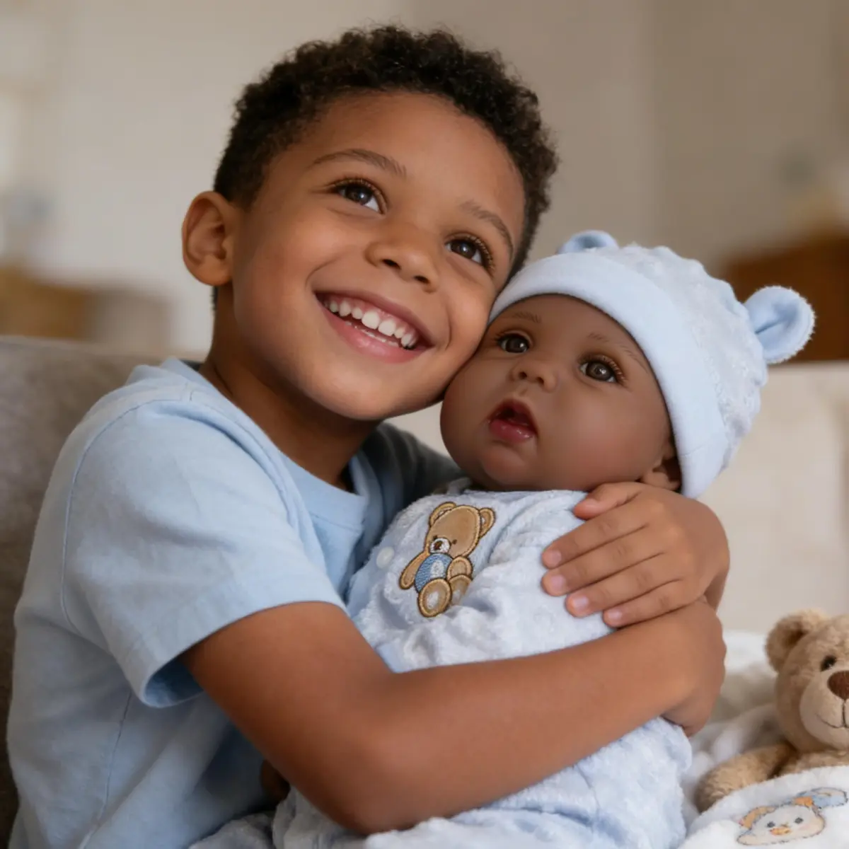 Milidool Black Reborn Baby Doll Aiden 46 cm (18 Inch) | Realistic African American Newborn Boy Doll with Bear Clothes Gift Set - view 4