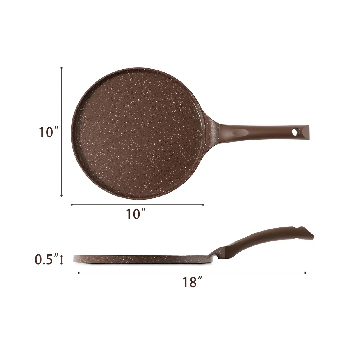 SENSARTE 10 Inch (25 cm) Nonstick Crepe Pan Granite Coating Pancake Pan Brown | Induction Compatible Dosa Tawa Griddle - view 6