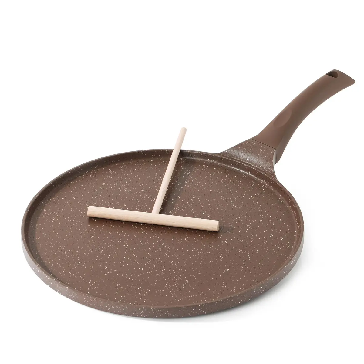 SENSARTE 10 Inch (25 cm) Nonstick Crepe Pan Granite Coating Pancake Pan Brown | Induction Compatible Dosa Tawa Griddle - main product image