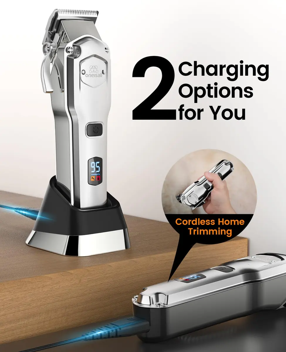 oneisall Professional Dog Grooming Clippers for Thick Hair | Low Noise, Rechargeable, Stainless Steel Blades - view 4