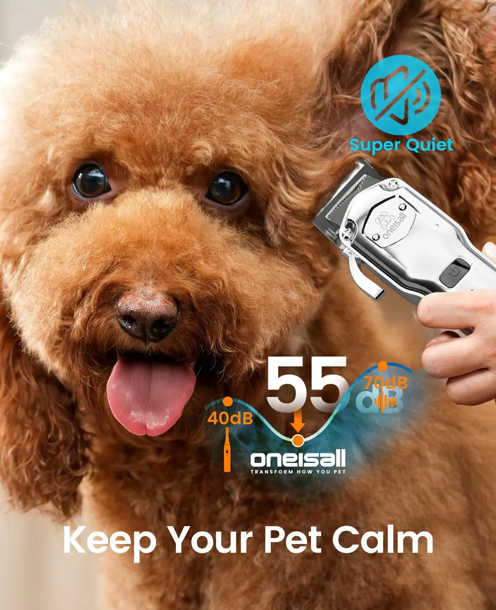 oneisall Professional Dog Grooming Clippers for Thick Hair | Low Noise, Rechargeable, Stainless Steel Blades - view 5
