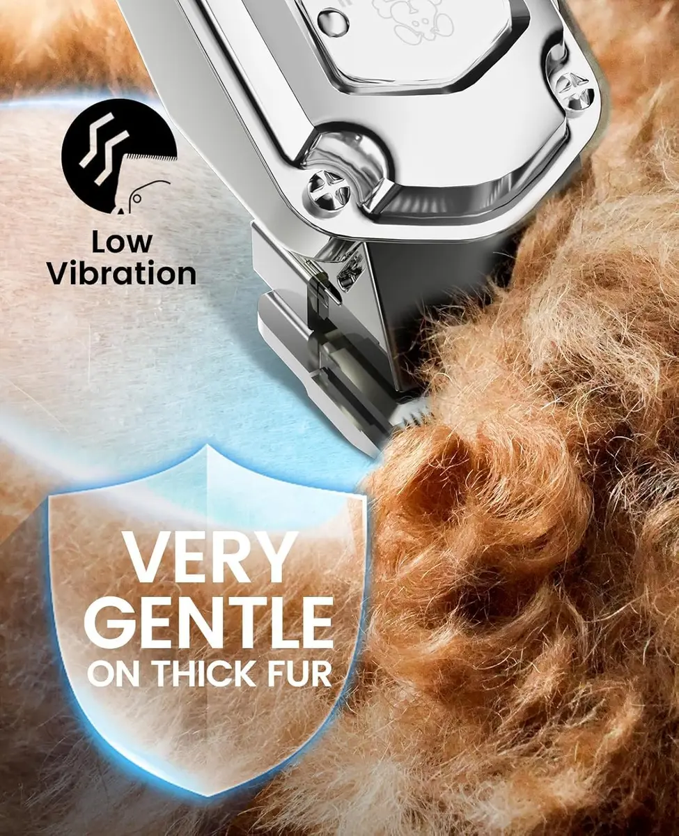 oneisall Professional Dog Grooming Clippers for Thick Hair | Low Noise, Rechargeable, Stainless Steel Blades - view 7