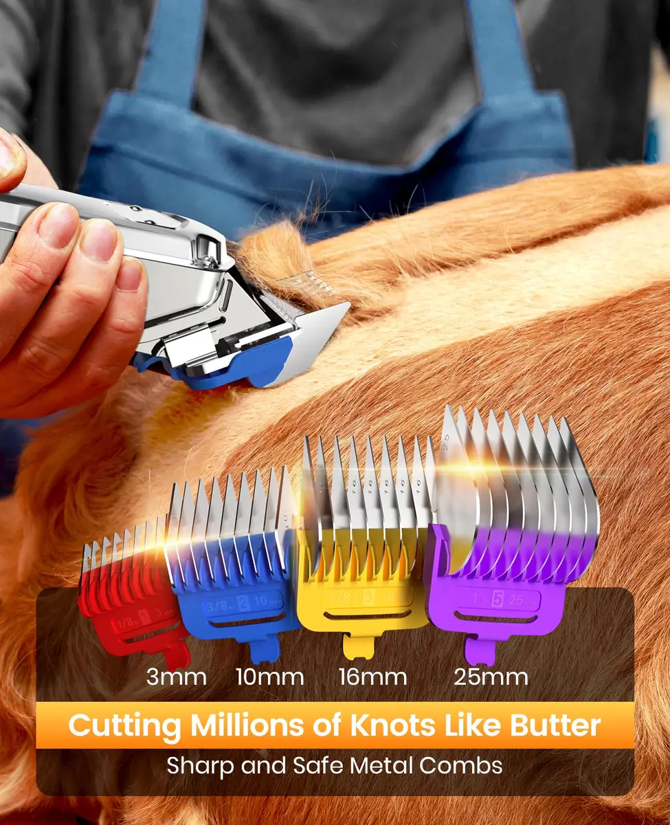 oneisall Professional Dog Grooming Clippers for Thick Hair | Low Noise, Rechargeable, Stainless Steel Blades - view 2