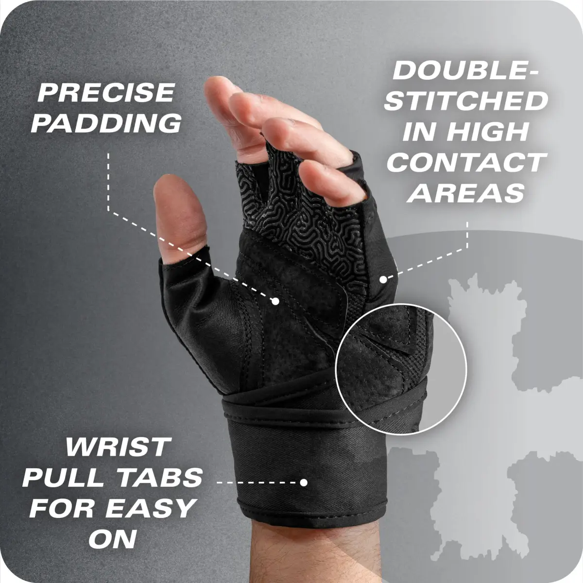 Harbinger Pro Wristwrap Gloves 3.0 - Enhanced Grip, Superior Wrist Support, Black, Large | Weightlifting & Gym Fitness Accessory - view 9