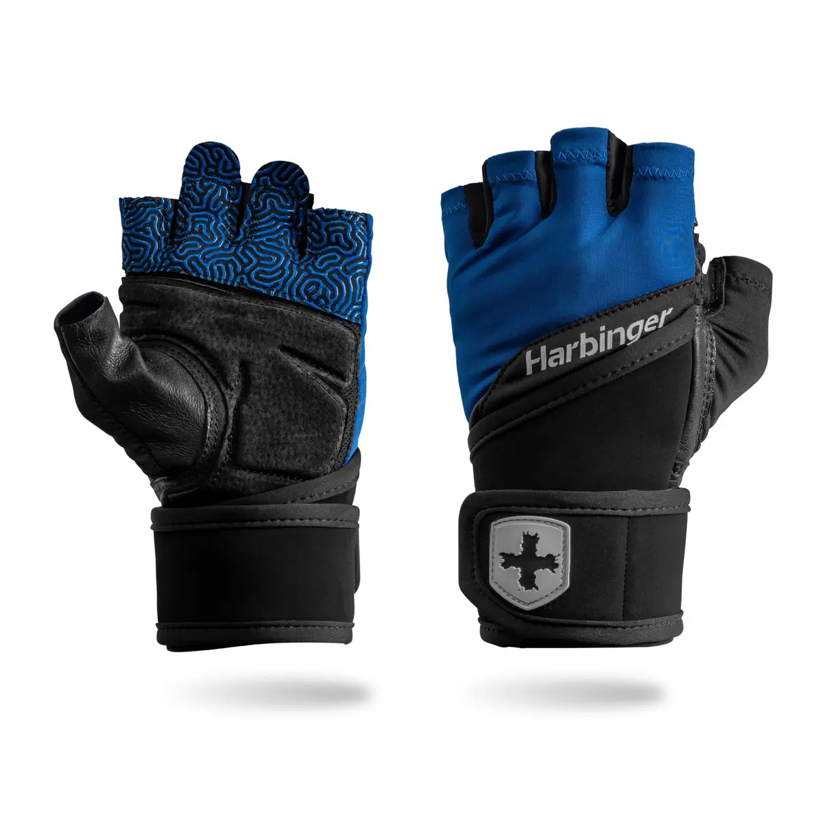 Harbinger Training Grip Wrist Wrap Gloves - Blue, Large | Enhanced Grip & Wrist Support - main product image