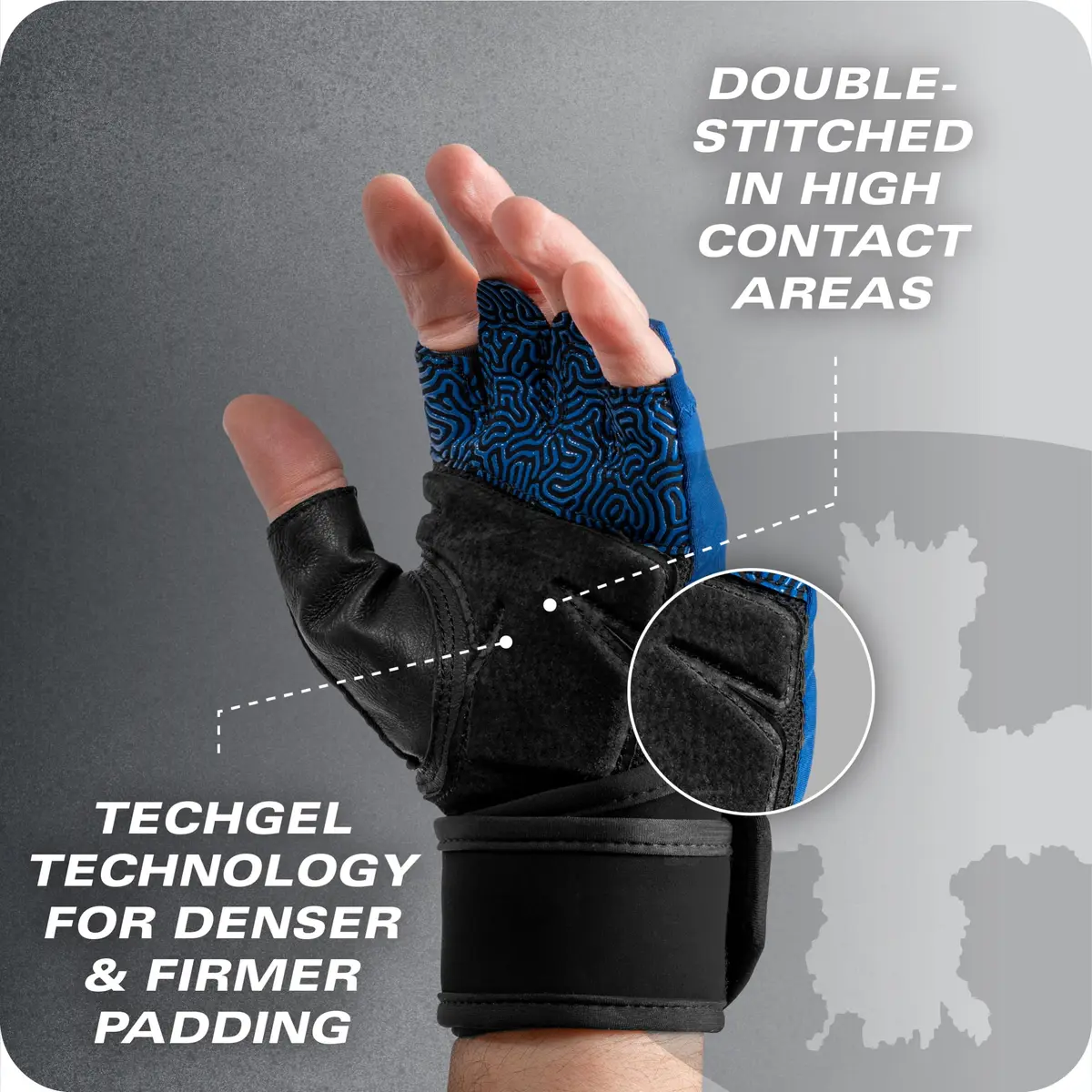Harbinger Training Grip Wrist Wrap Gloves - Blue, Large | Enhanced Grip & Wrist Support - view 9