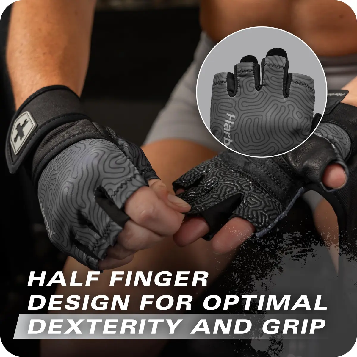 Harbinger Pro Wristwrap Gloves 3.0 Large | Enhanced Grip & Wrist Support for Weightlifting - view 3