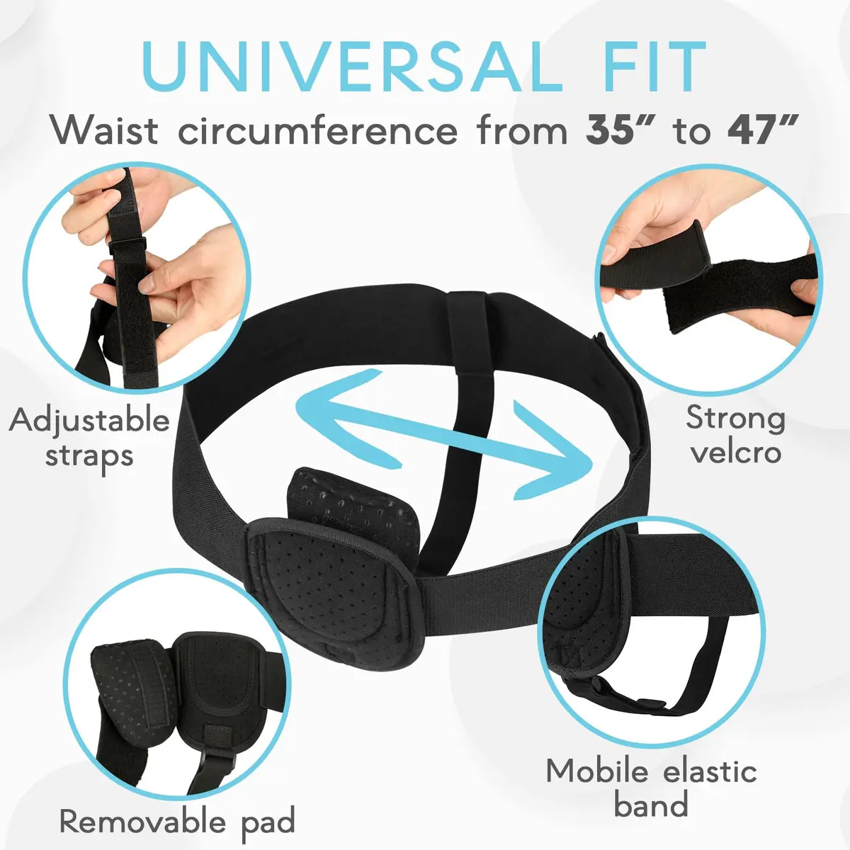 Adamson Hernia Belt for Men - Adjustable Inguinal Support 90-120cm | Discreet Groin Compression - view 5
