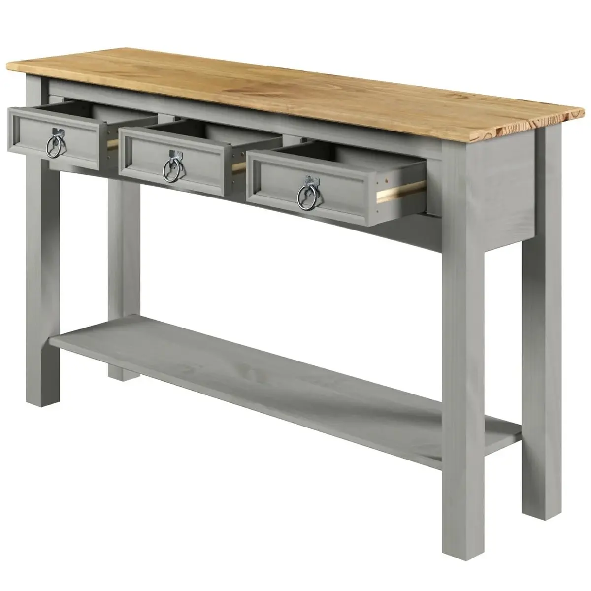 American Furniture Classics Cottage Gray Wood Hall Table Console | Farmhouse Style, Solid Pine, 47.99x12.64x28.82 inches - view 5