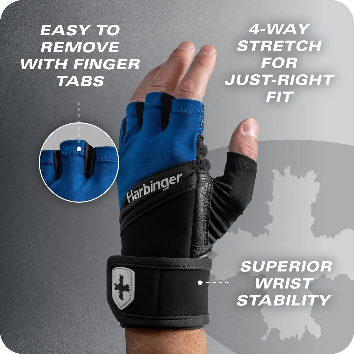 Harbinger Training Grip Wrist Wrap Gloves Medium | Enhanced Grip & Wrist Support - view 8
