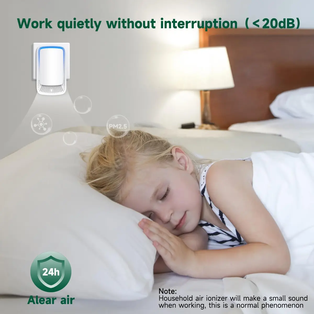 JOSTART Air Ionizers for Home 3 Pack | Filterless Negative Ion Generator, Quiet, Odor & Smoke Eliminator, Portable, White (3 pcs, 220V, 2W) - view 4