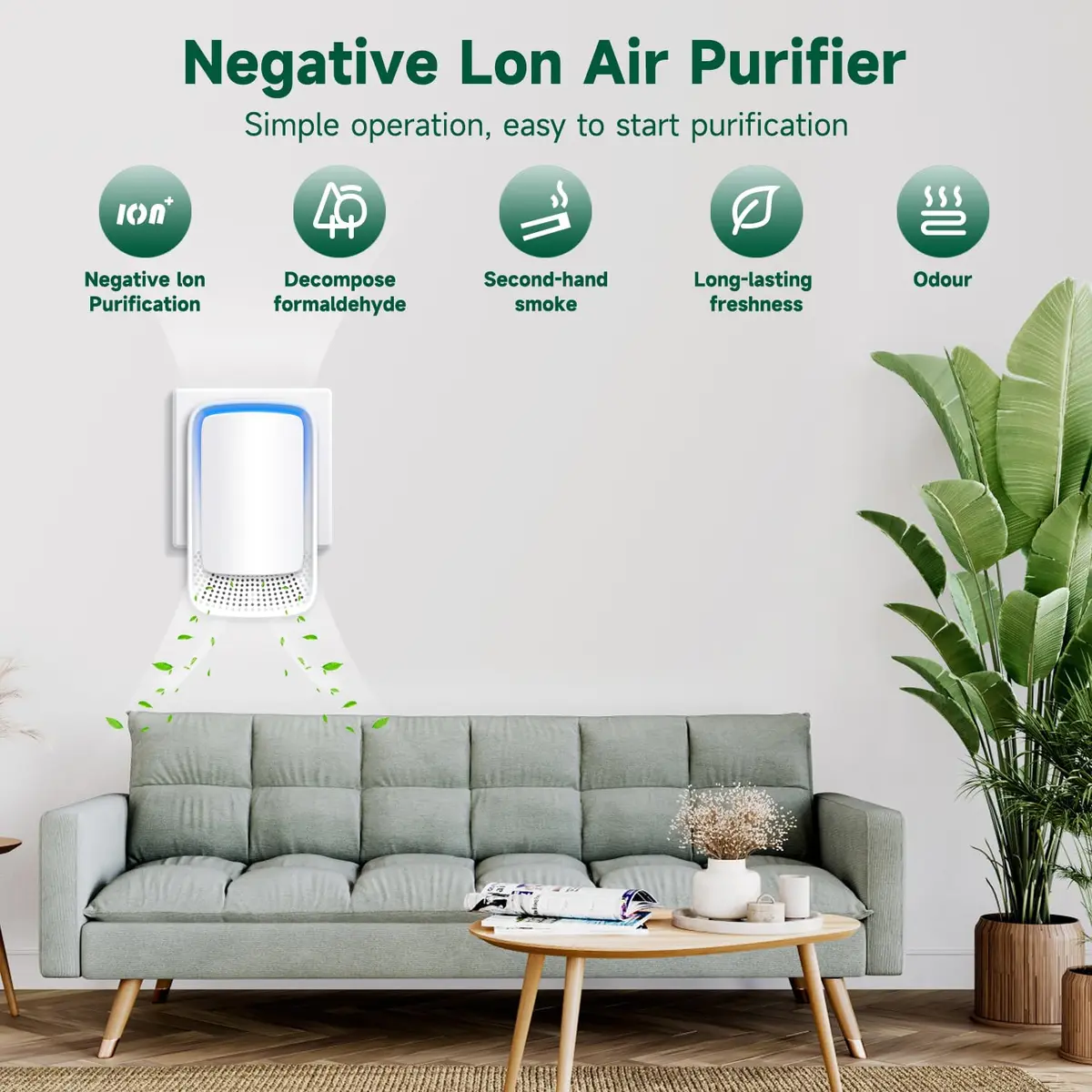 JOSTART Air Ionizers for Home 3 Pack | Filterless Negative Ion Generator, Quiet, Odor & Smoke Eliminator, Portable, White (3 pcs, 220V, 2W) - view 3