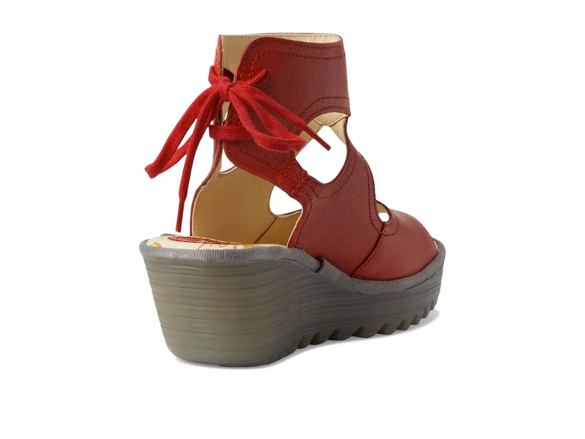 Fly London Yulp571fly Sandal Wedge Heel 10.5/11 | Unique Back-Lace Design, Leather Upper, Rubber Sole - view 5