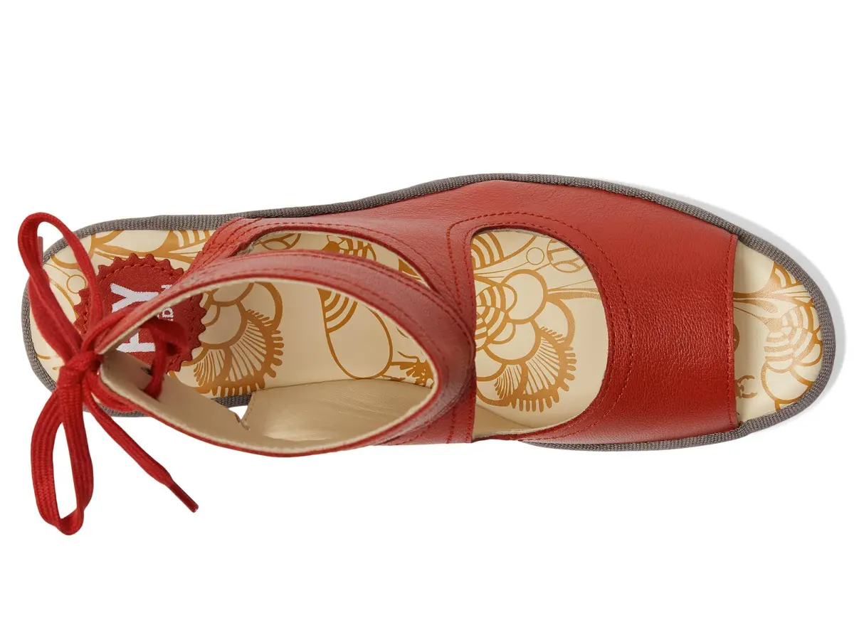 Fly London Yulp571fly Sandal Wedge Heel 10.5/11 | Unique Back-Lace Design, Leather Upper, Rubber Sole - view 2