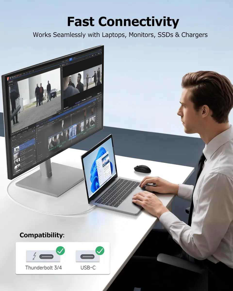 Cable Matters 40Gbps USB4 Cable, Thunderbolt 4/5 Compatible, 0.8m (2.6ft) | 240W PD, 8K Video, 40Gbps Data Transfer - view 7