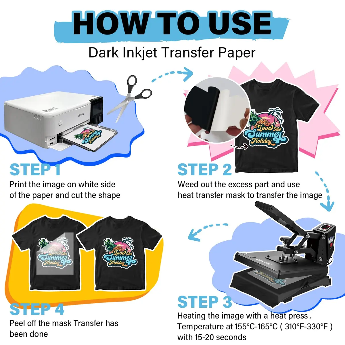 TECKWRAP Printable Heat Transfer Paper for T-Shirts 15 Sheets, 8.3" X 11.7" | Vibrant Colors & Durable Wash - view 5